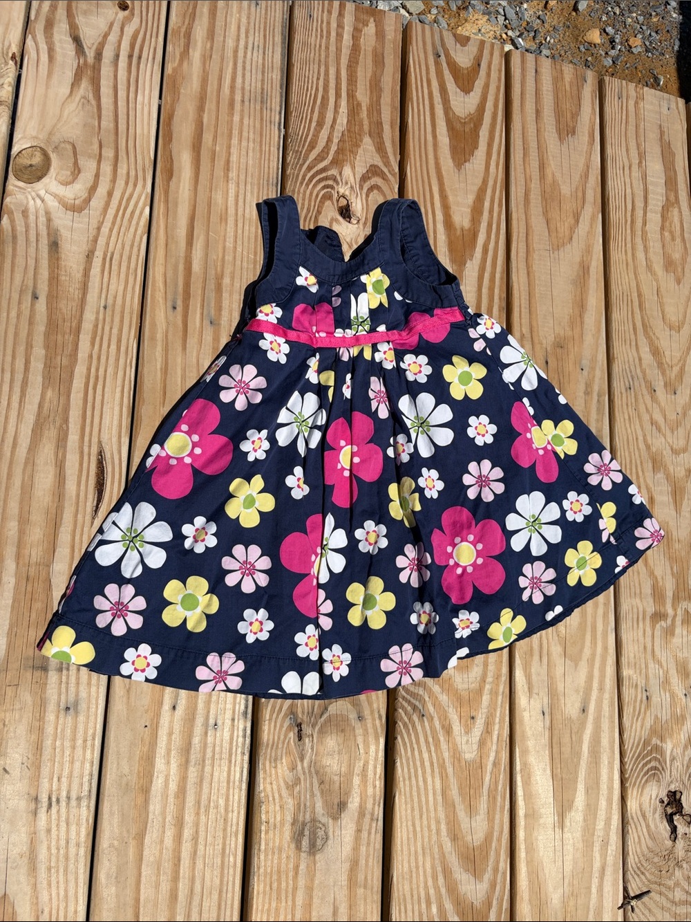 Carter's Navy Floral Dress with Pink and White Blooms